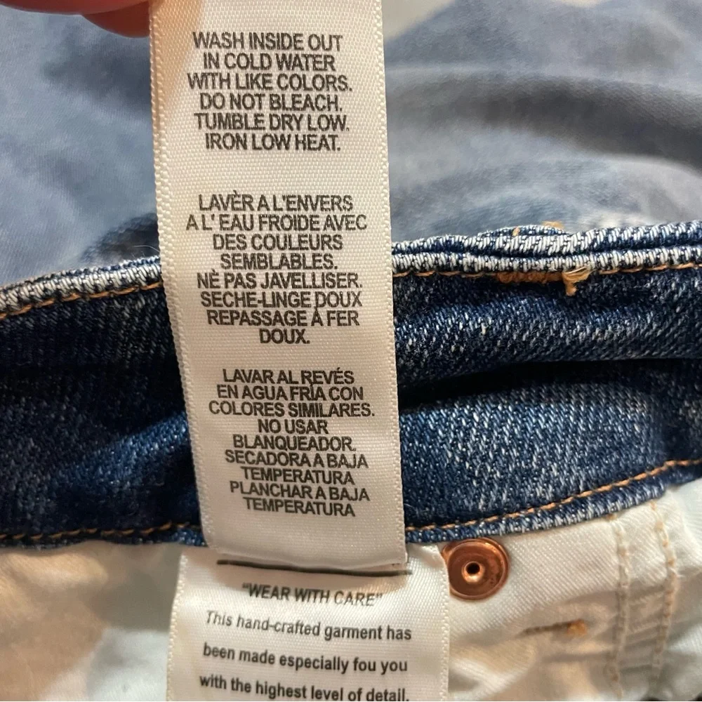 Good American Good Curve Straight Fray Hem Jeans Size 16 Medium Blue High Rise - Picture 13 of 14